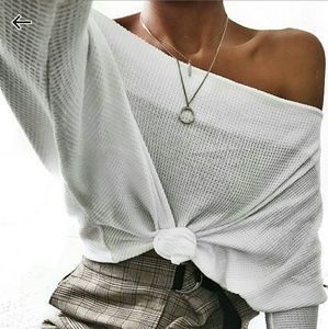 Waffle knit dolman top